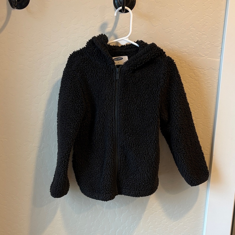 Old Navy Black Fleece Zip-Up Jacket With Ears